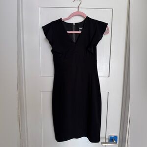 DKNY Black Sheath Mini Dress with Flutter Sleeves